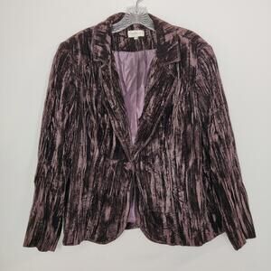 Laura Plus Women’s 14W Crushed Velvet Blazer Plum Brown Jacket